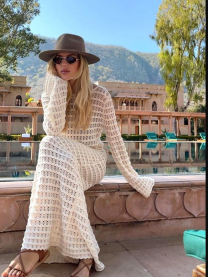 Pele Hollow Out Cutout Holiday Beach Maxi Dress