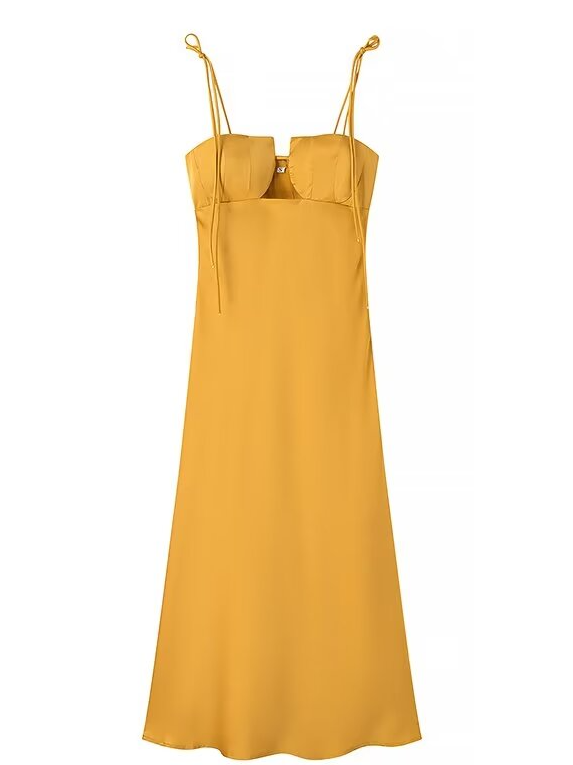 Tied Spaghetti Strap Cutout Flare Maxi Dress