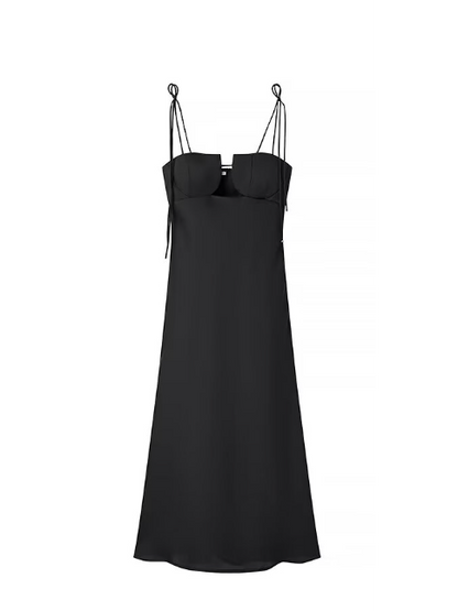 Tied Spaghetti Strap Cutout Flare Maxi Dress