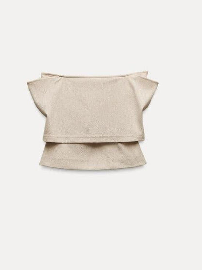 Off Shoulder V Neck Bow Tube Top