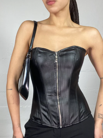 Zipper Strapless Tank Corset Top