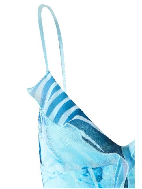 Asymmetric Ruched Tie Dye Print Short A Line Dress