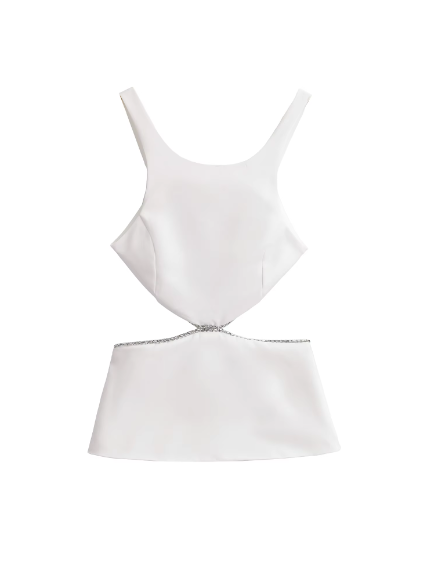 Rhinestone Cutout Backless Sleeveless Top