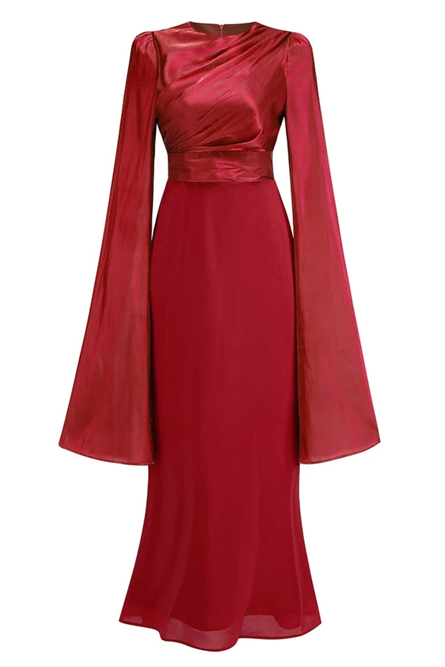 Marcia Long Sleeve Ruched Organza Maxi Dress