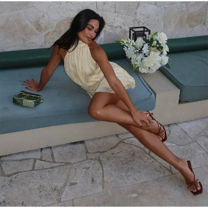 Gianna | Halter Lace Mini Dress