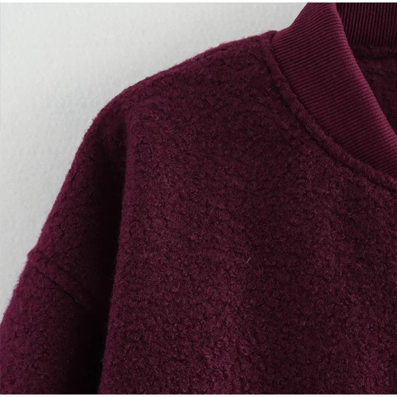 Casual Zipper Long Sleeve O-neck Coat for Women Spring New Solid Loose Female Jacket Vintage Ladies Outwear Top High Street