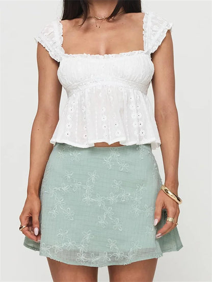 Ruched Casual Lace Grunge Aesthetic Crop Top