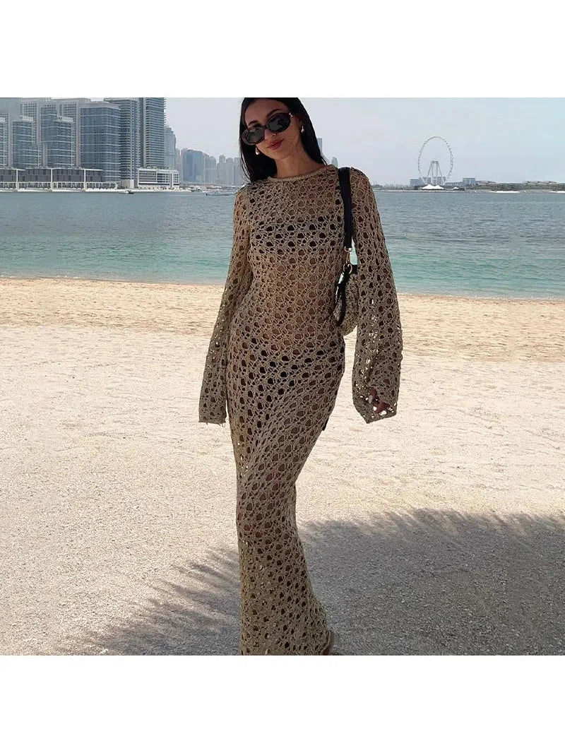 Pele Hollow Out Cutout Holiday Beach Maxi Dress