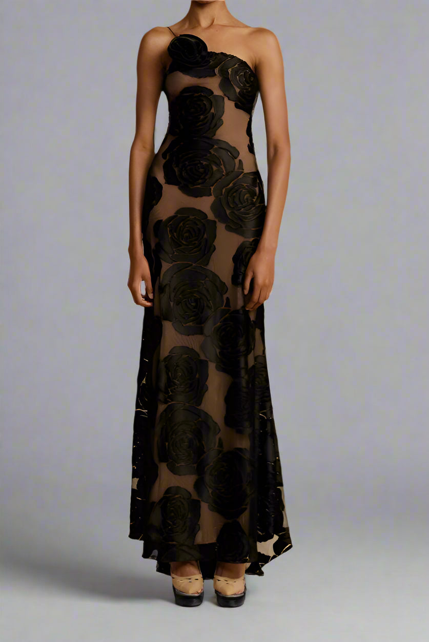 Selena One-Shoulder Floral Maxi Dress