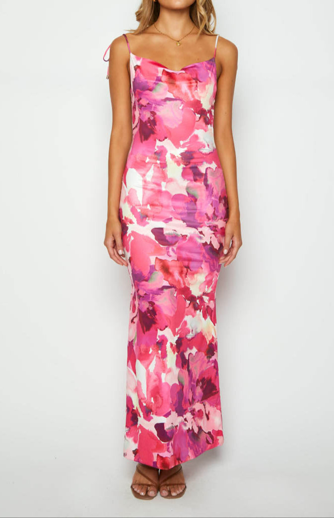 Agata Pink Print Maxi Dress