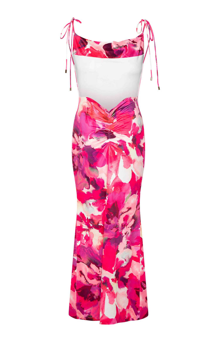 Agata Pink Print Maxi Dress