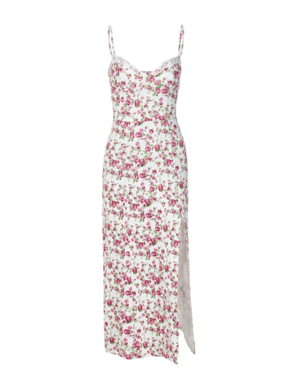 Hermione Floral Print Slit Midi Dress