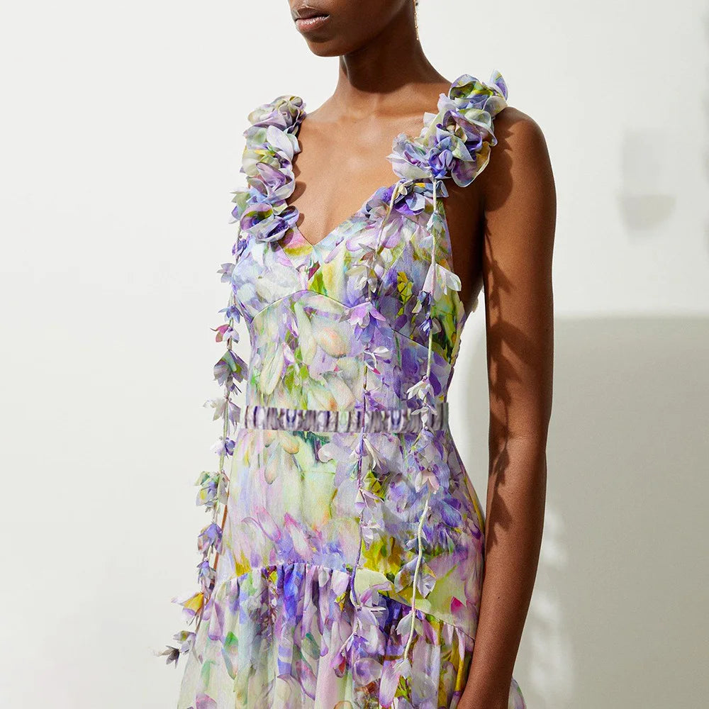 3D Flower Tassel One Piece Swimsuit