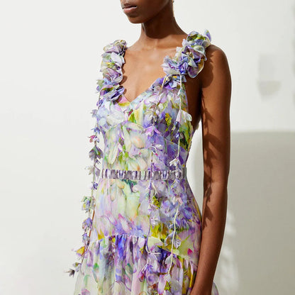 3D Flower Tassel One Piece Swimsuit