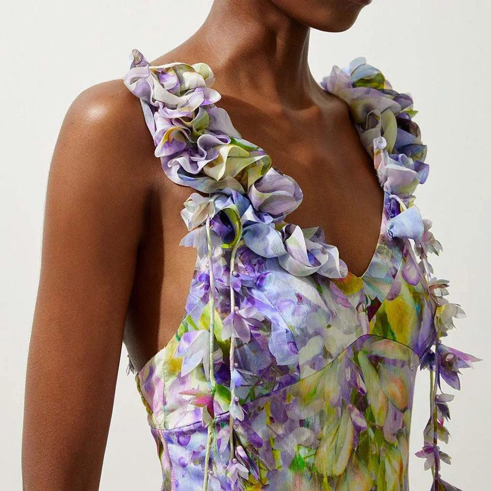 3D Flower Tassel One Piece Swimsuit