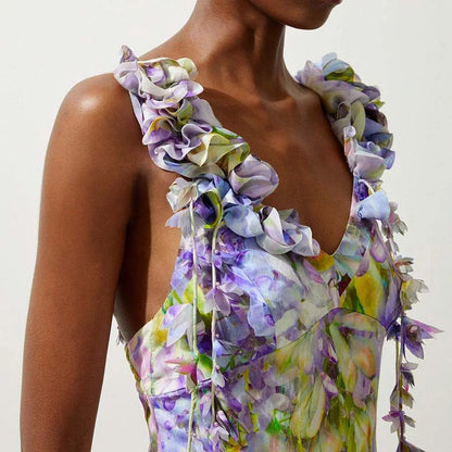 3D Flower Tassel One Piece Swimsuit