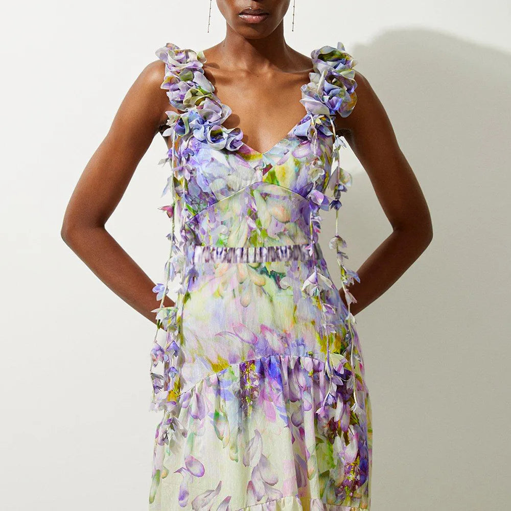 3D Flower Tassel One Piece Swimsuit