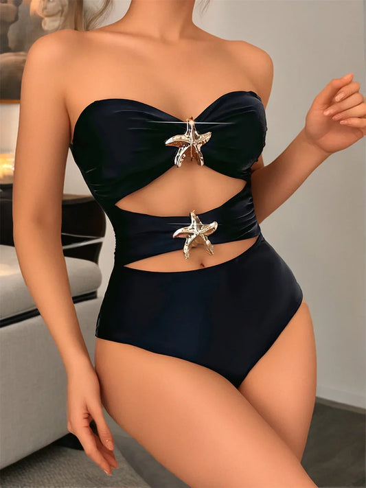 Black Metal Starfish Bandeau One Piece