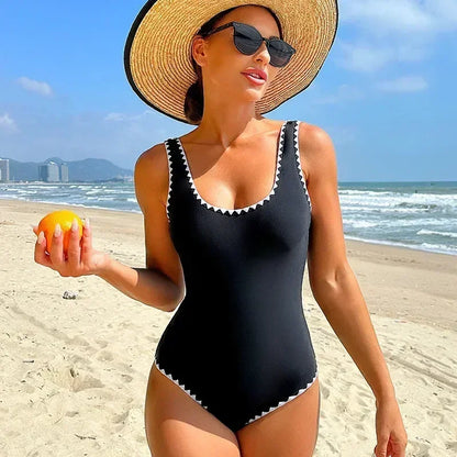 exy Black Backless Swimwear One Piece