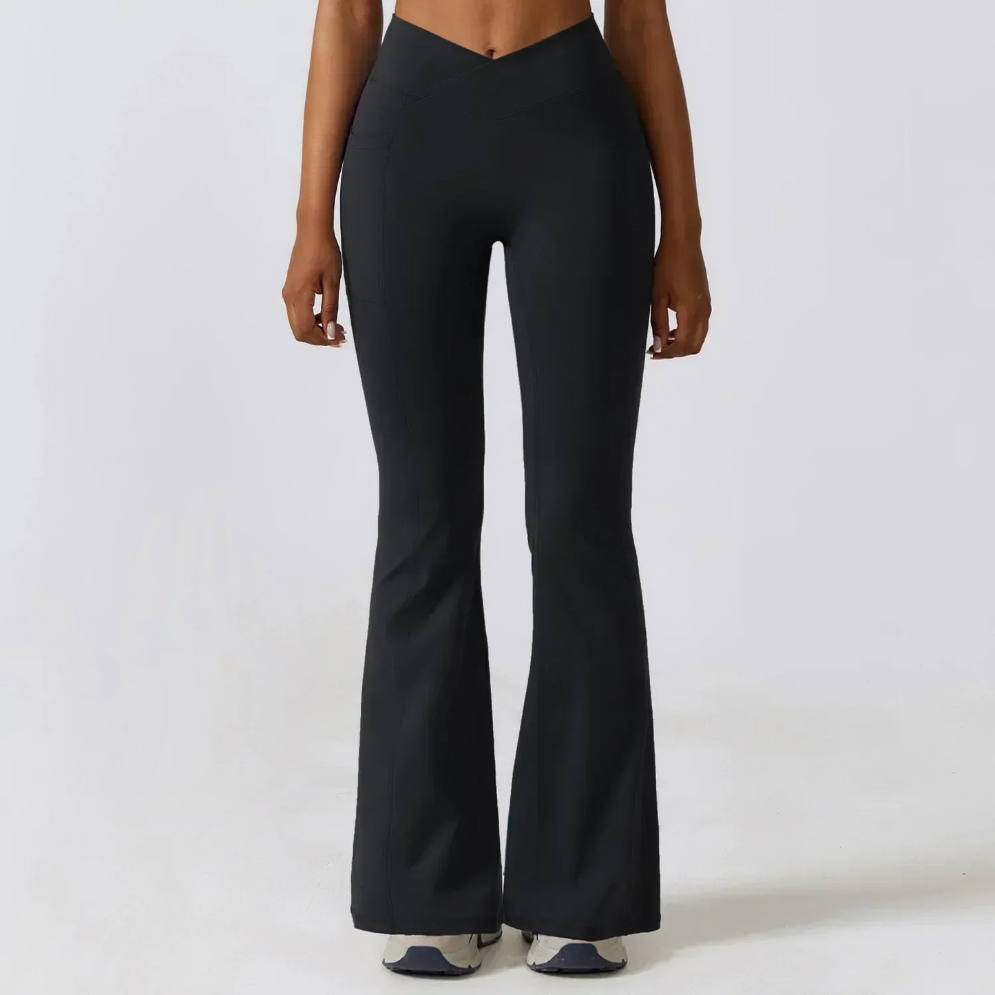 Women's High-Waist Flared Leggings Pants – Stretch Wide-Leg Yoga Trousers