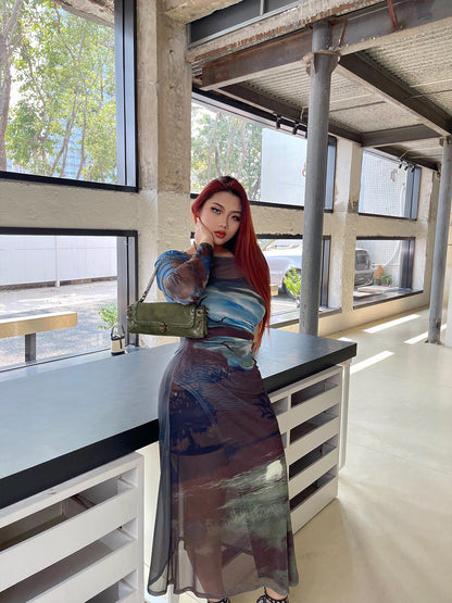 Sexy Chic Mesh Slimming Dress 2 pcs set