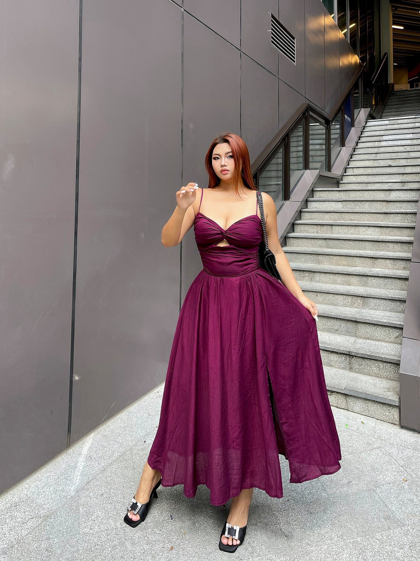 Sexy Chic Plus Size Cami Dress Purple Black