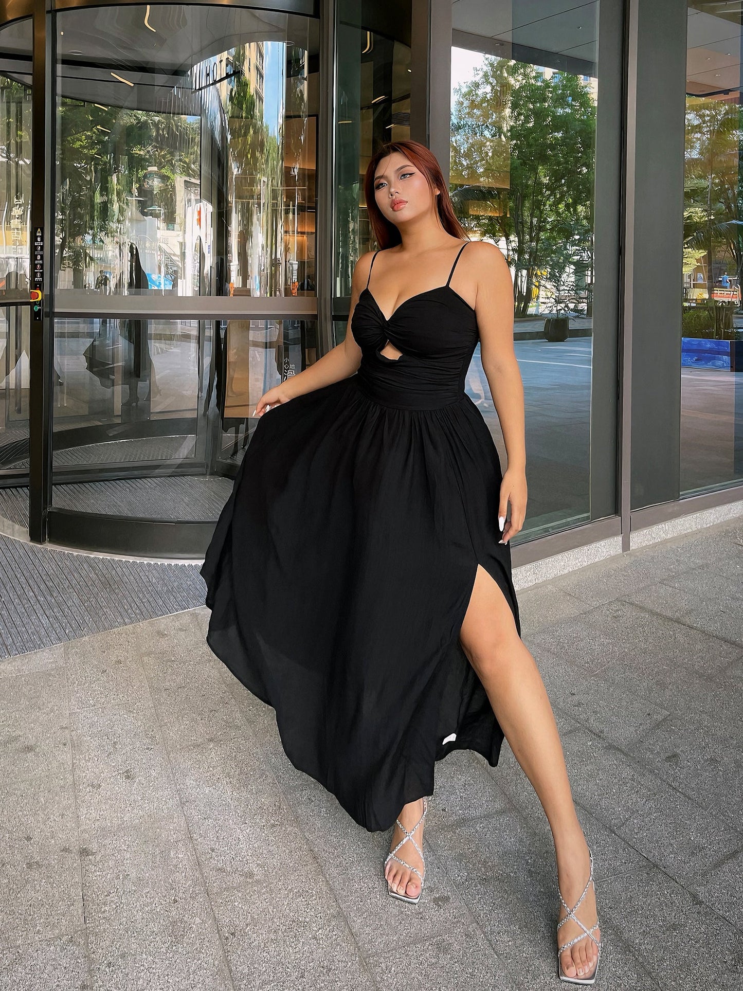 Sexy Chic Plus Size Cami Dress Purple Black