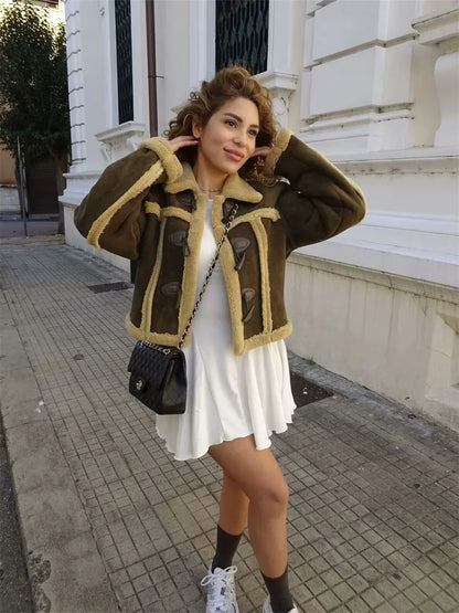 Vintage Women Jacket 2024 Ladies Wool Warm Casual Long Sleeves Thick Ropa De Mujer Knitted Jacket For Women's Clothes