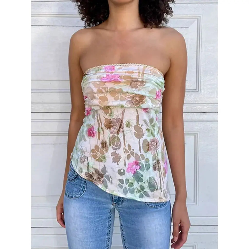 Aesthetic Flower Clubwear Strapless