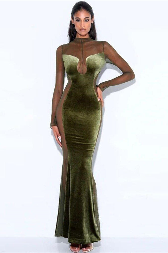 Zona See-through Velvet Maxi Dress