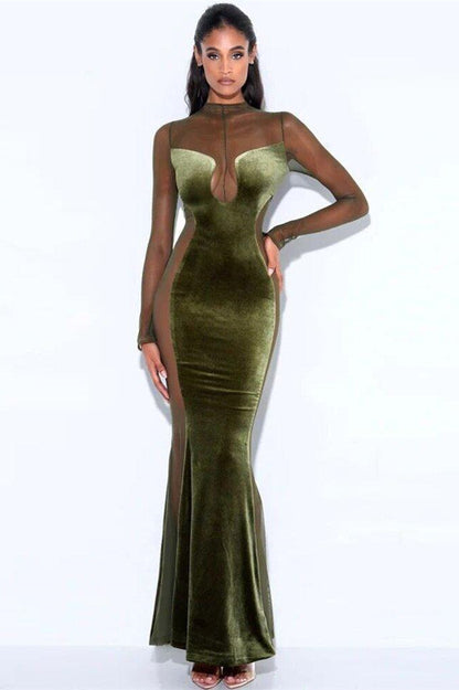 Zona See-through Velvet Maxi Dress