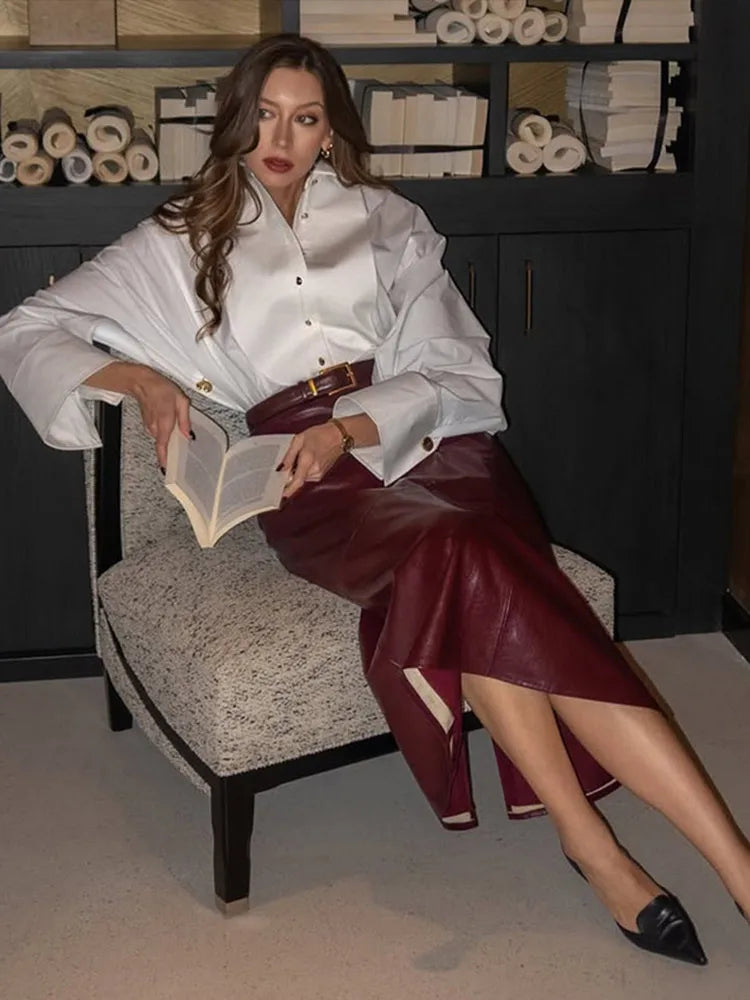Elegant Irregular Women's Blouse Women Lapel Single Breasted Long Sleeve Shirt Lady Casual 2025 Spring New France Style Shirts