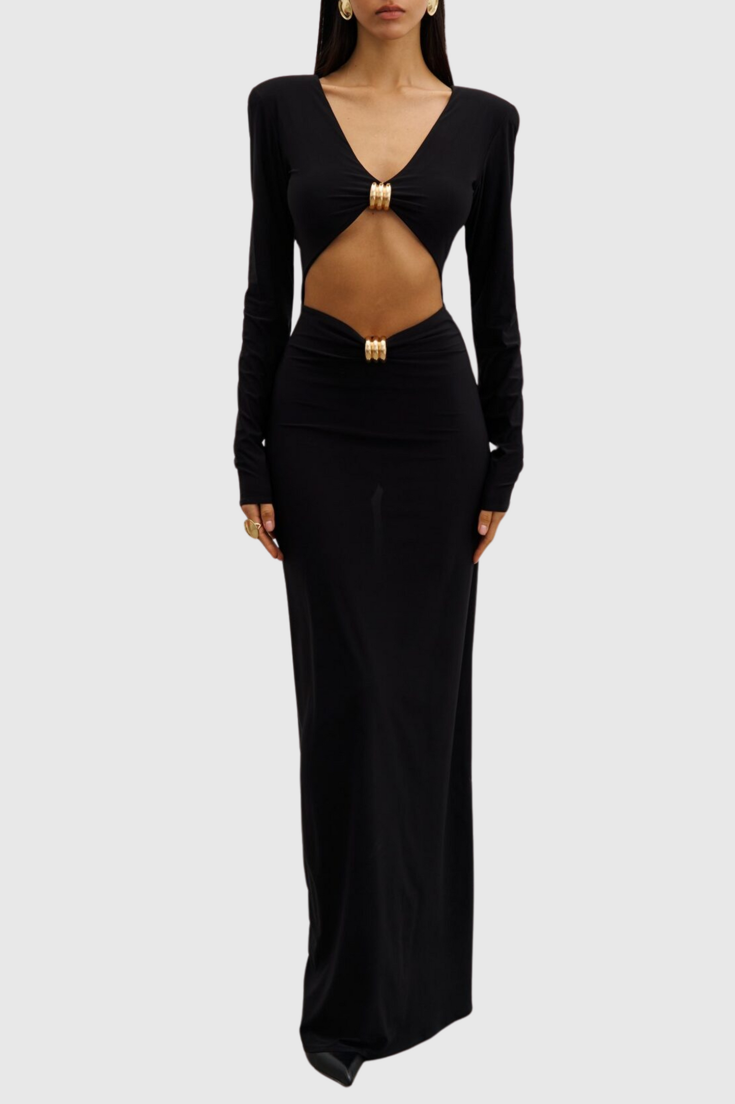Shatora Cutout Metal Embellished Maxi Dress