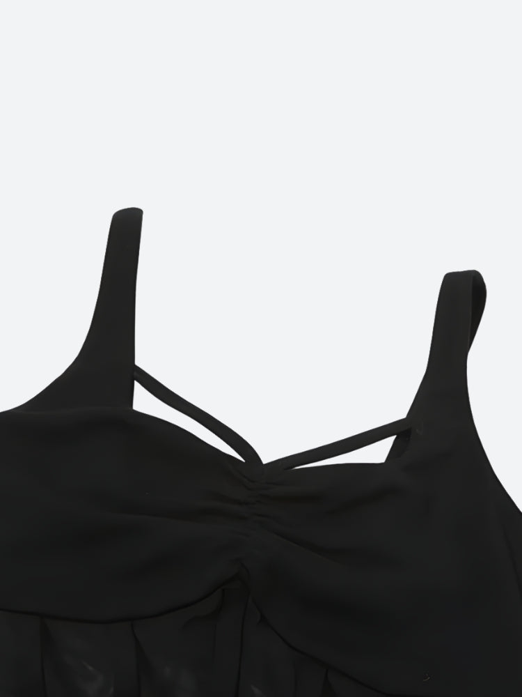 Square Neck Corset Waist Sheer Mesh Panel Bodycon Mini Dress