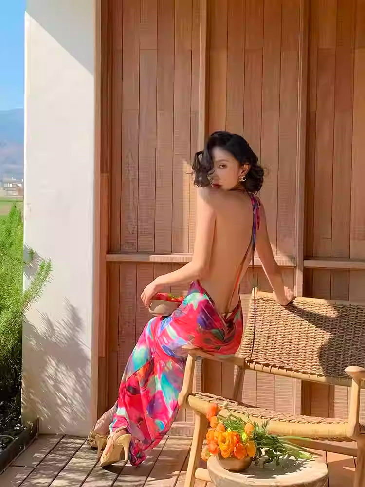 Sheer Floral Resort Cover-Up Dress