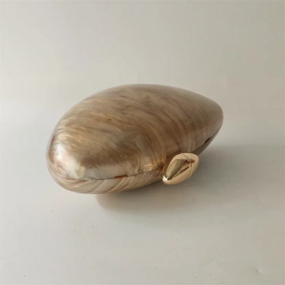 Pearl Brown Marble Acrylic Box Evening Clutch Bag