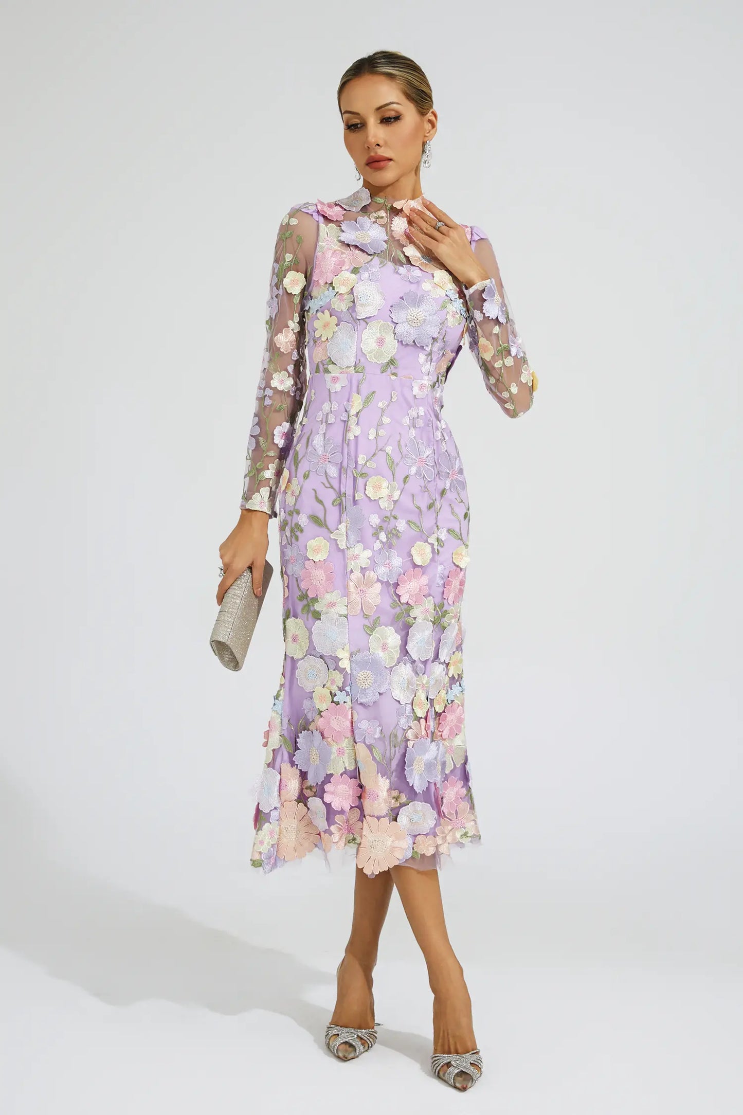 Sherwood Purple Flower Embroidered Dress