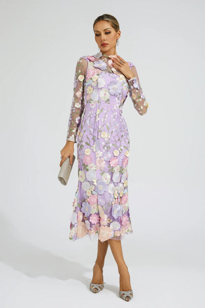 Sherwood Purple Flower Embroidered Dress