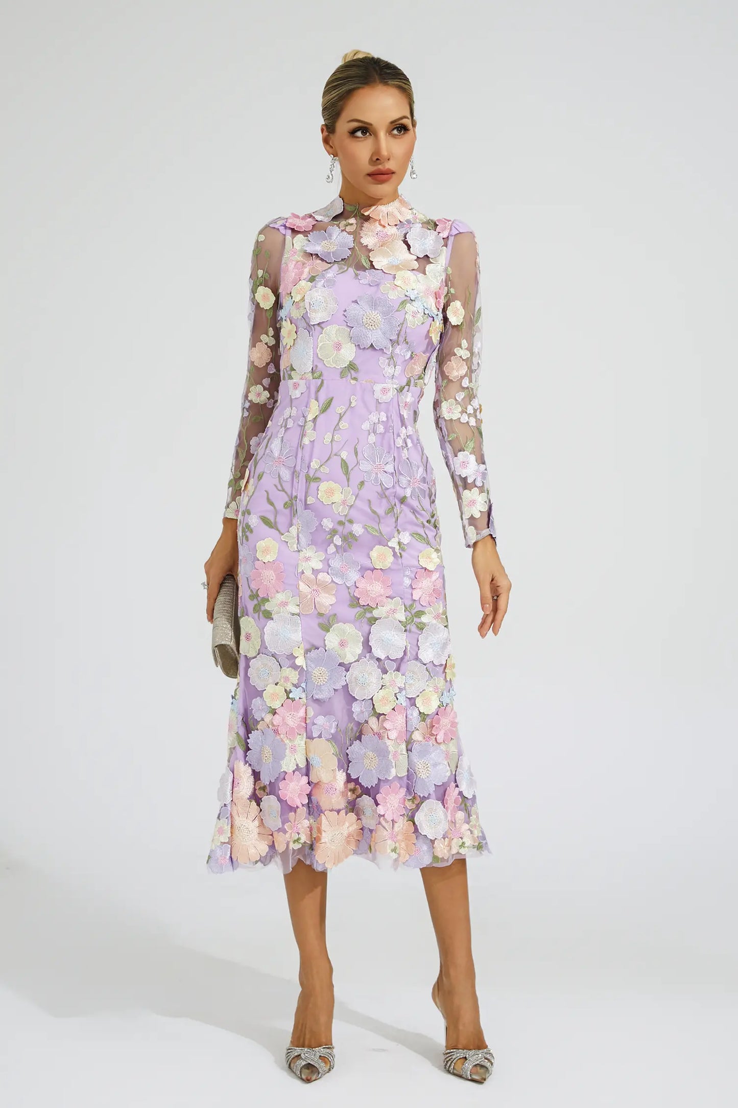 Sherwood Purple Flower Embroidered Dress