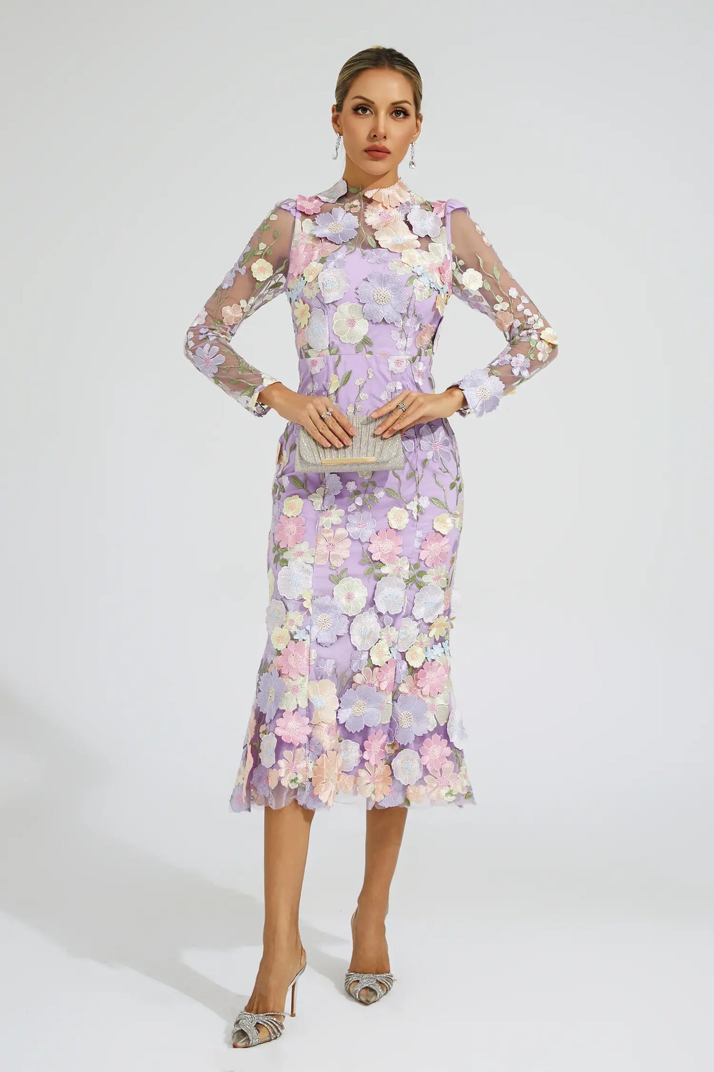 Sherwood Purple Flower Embroidered Dress