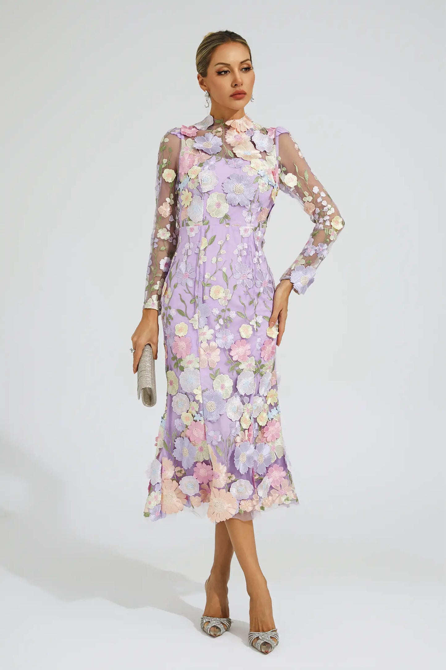 Sherwood Purple Flower Embroidered Dress