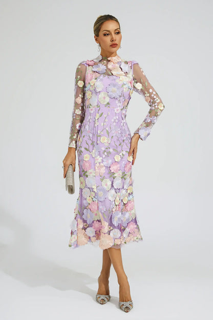 Sherwood Purple Flower Embroidered Dress
