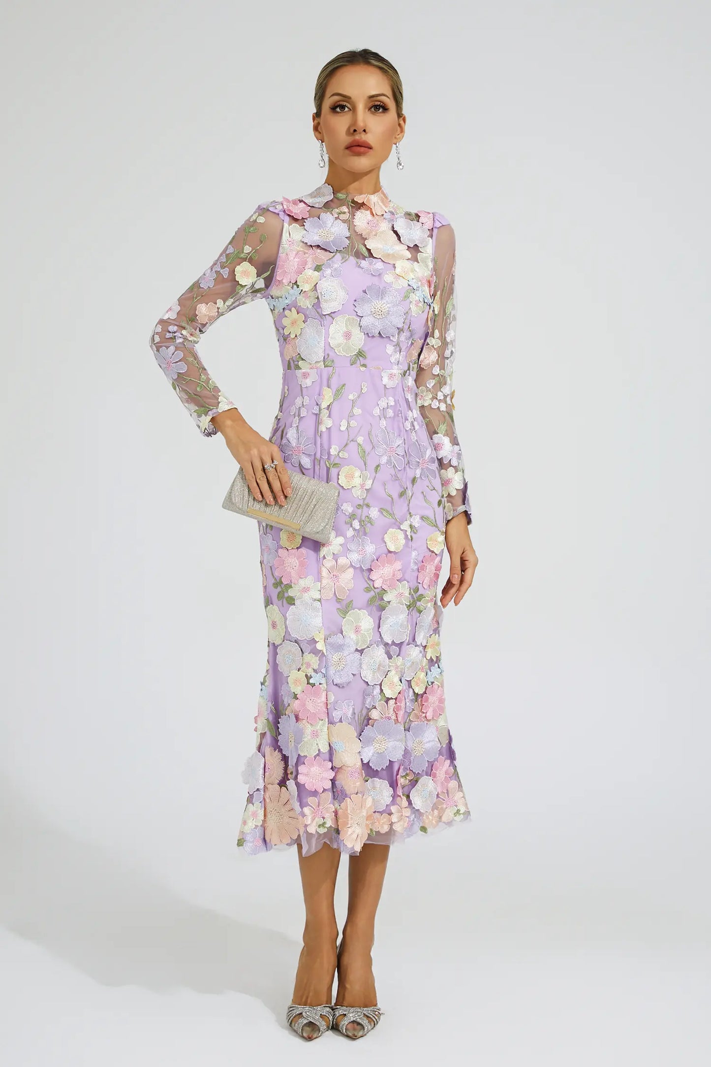 Sherwood Purple Flower Embroidered Dress