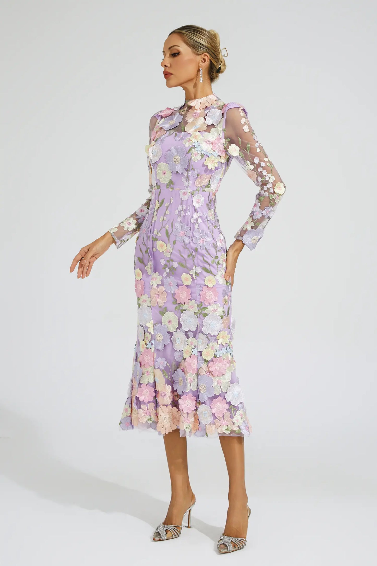 Sherwood Purple Flower Embroidered Dress