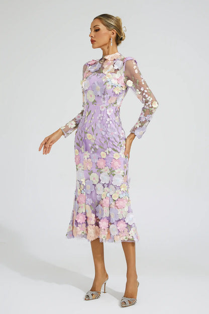 Sherwood Purple Flower Embroidered Dress