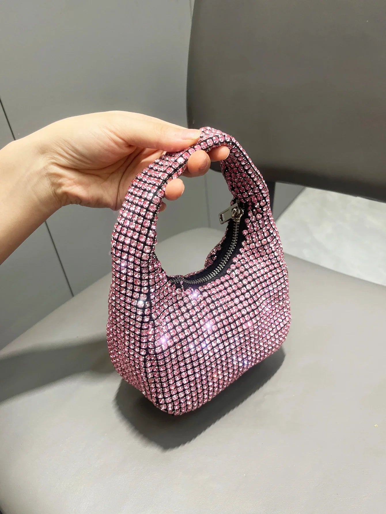 Shiny Crystal Rhinestone Handmade Evening Clutch Purse
