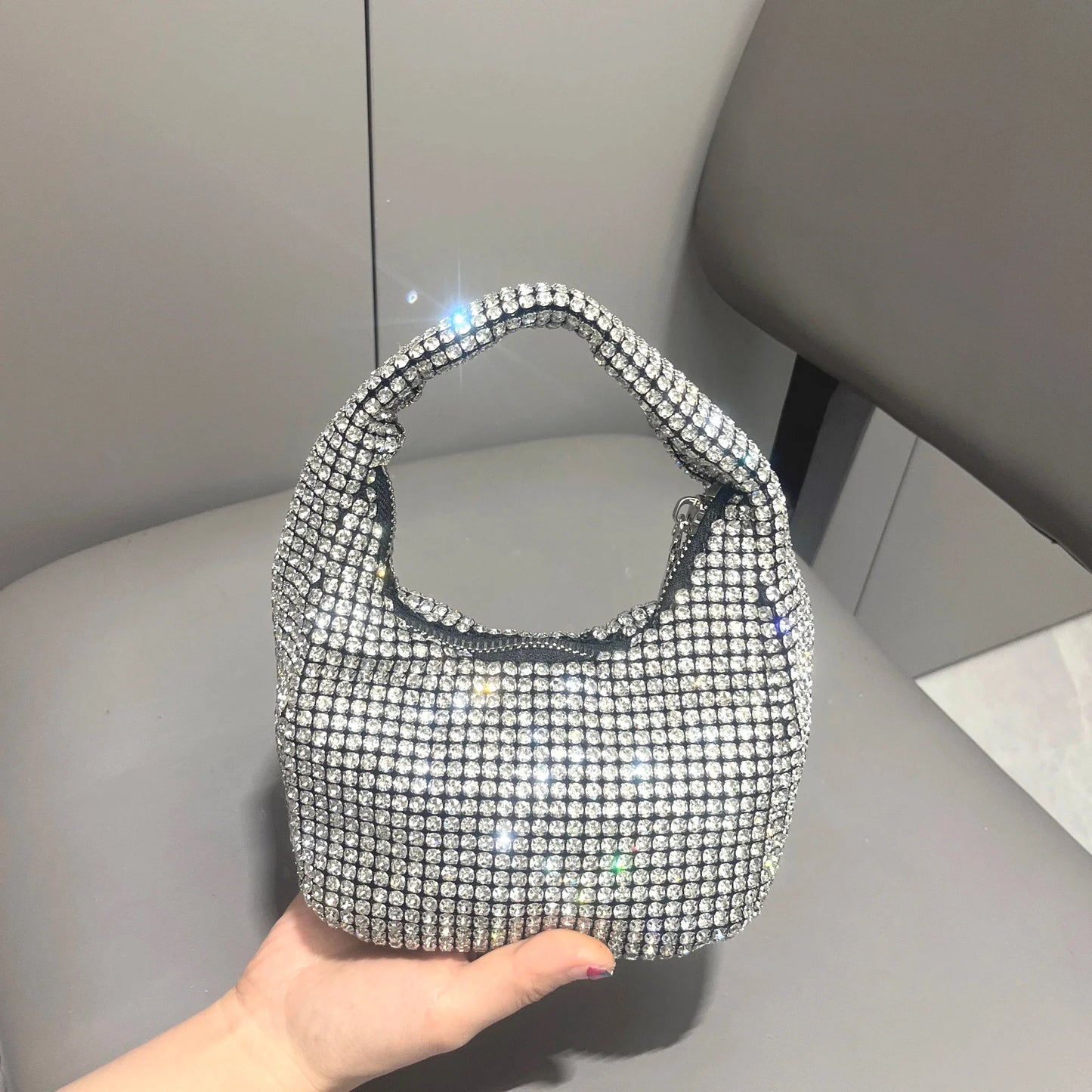 Shiny Crystal Rhinestone Handmade Evening Clutch Purse