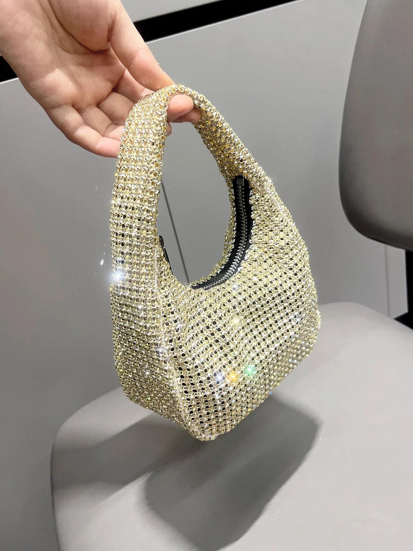 Shiny Crystal Rhinestone Handmade Evening Clutch Purse