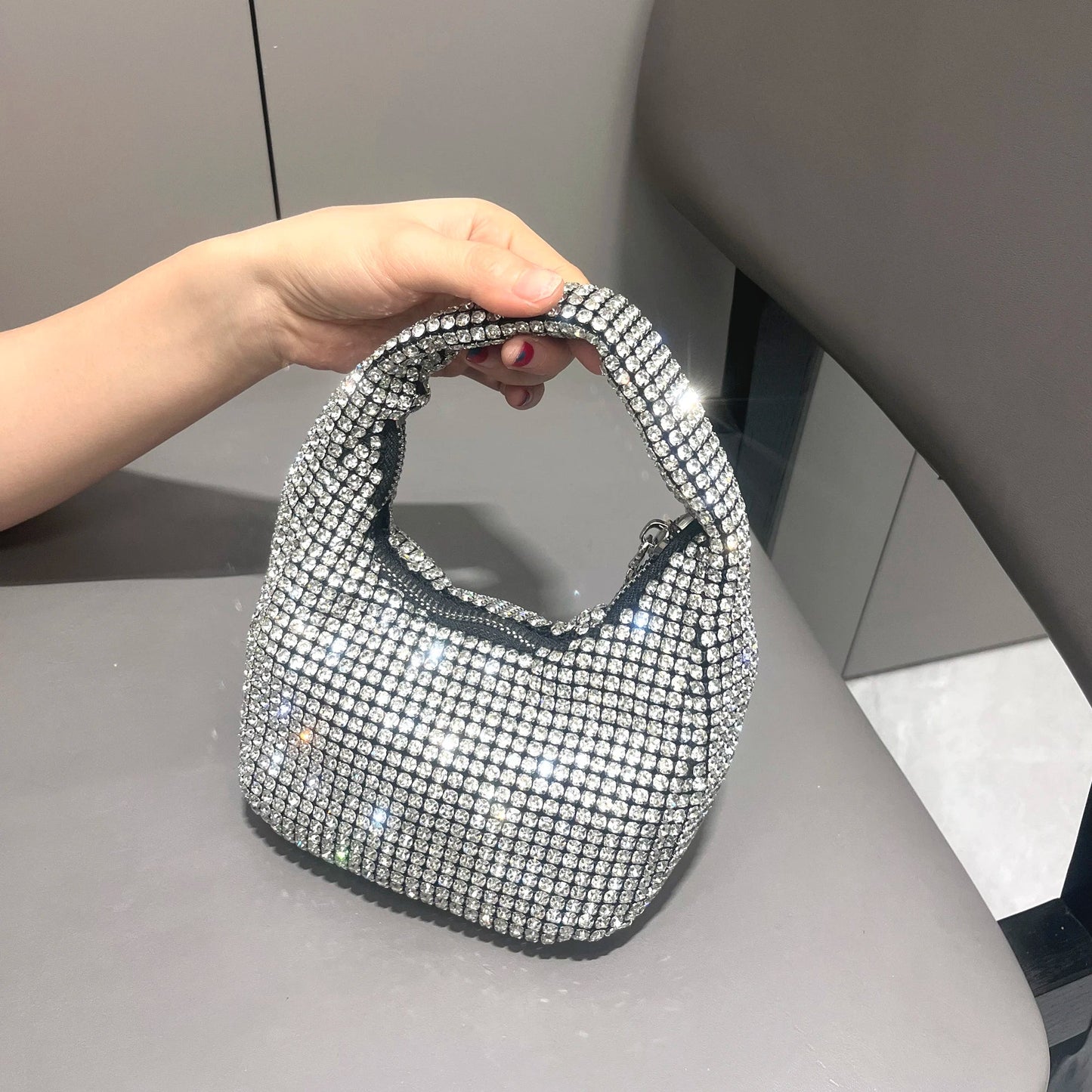 Shiny Crystal Rhinestone Handmade Evening Clutch Purse