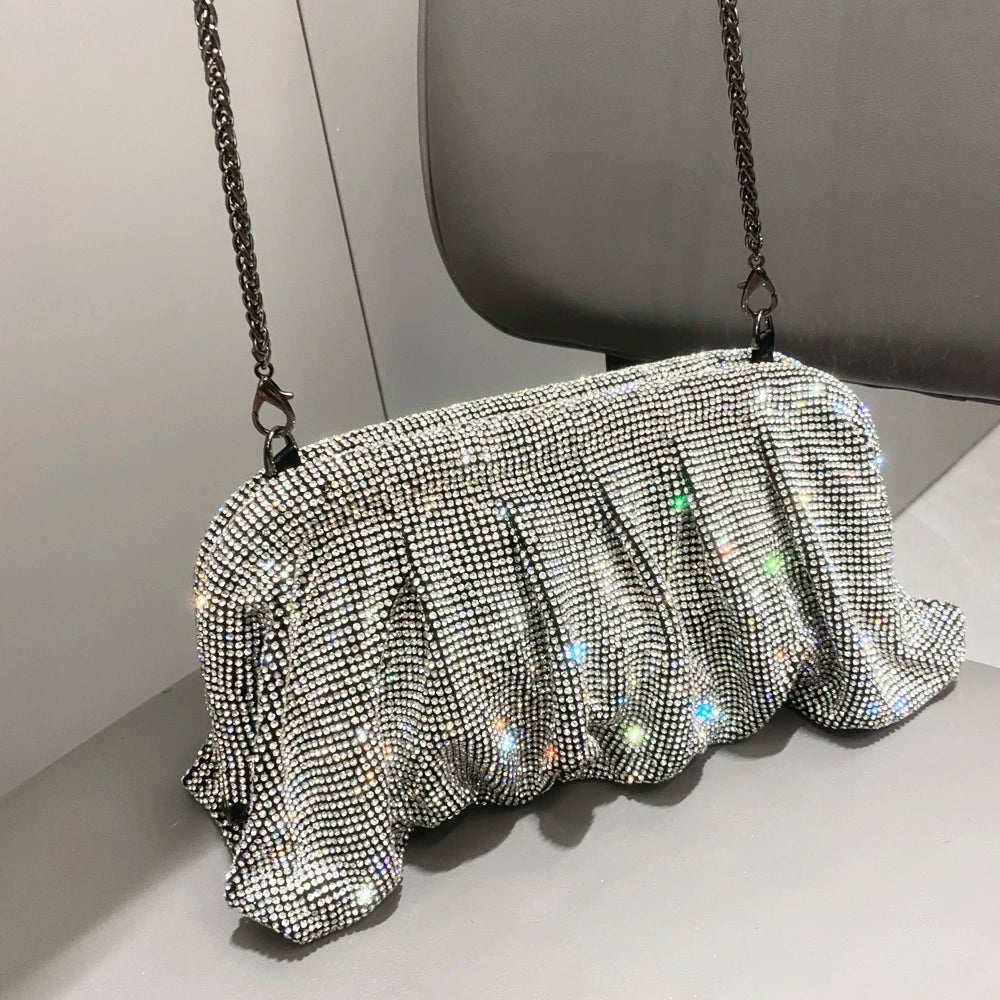 Shiny Rhinestones Handmade Evening Wristlet